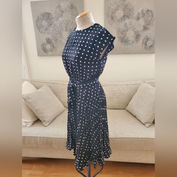 Yokodea Polka-Dot Pleated Midi Dress sz Med - Picture 4 of 11